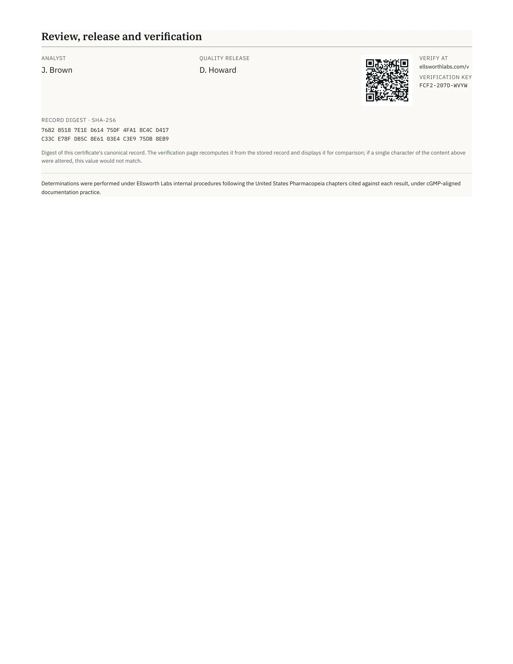 Certificado de análisis de 70 mg, página 3 de 3